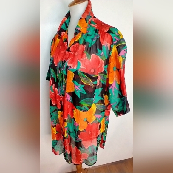 VINTAGE PASTA SHEER FLORAL BLOUSE - Picture 1 of 5